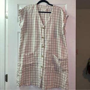 Lou & Grey gingham linen shift dress, sz LP